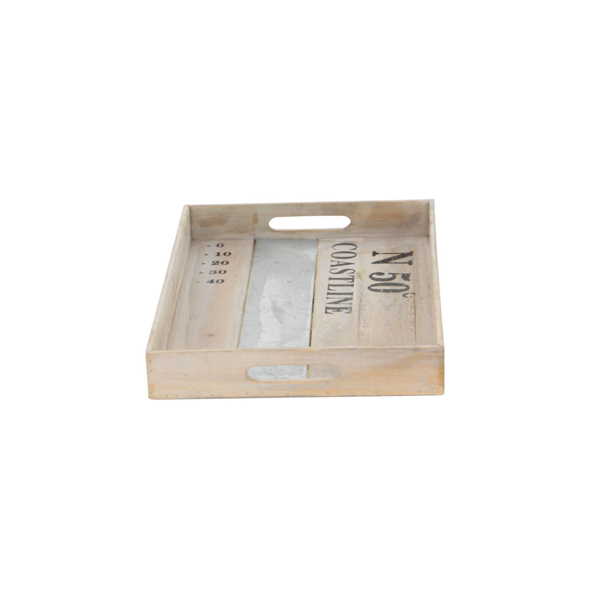 Brown Wood Coastal Tray Set